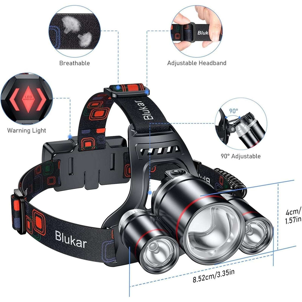LED Headlamp, Super Bright Rechargeable Headlight Flashlight - 3 Lights 5 Modes