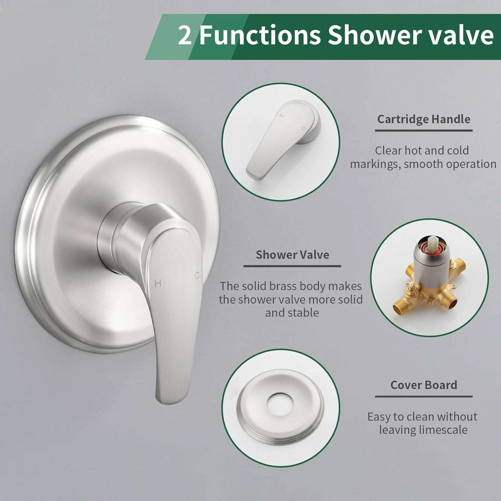 SHAMANDA Brushed Nickel Wall Mount Single Handle Lever Trim Kit w Rough-In Valve
