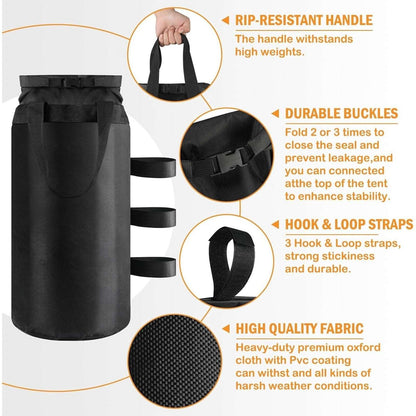 300lbs Canopy Weights Sand Bags Set of 4, XL Heavy Duty 1680D Black Sandbags