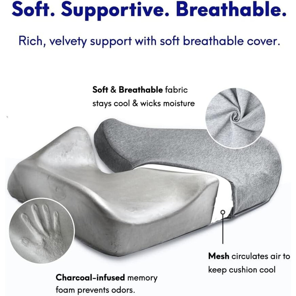 Cushion Lab Pressure Relief Seat Cushion Memory Foam Contoured Long Sitting Hour