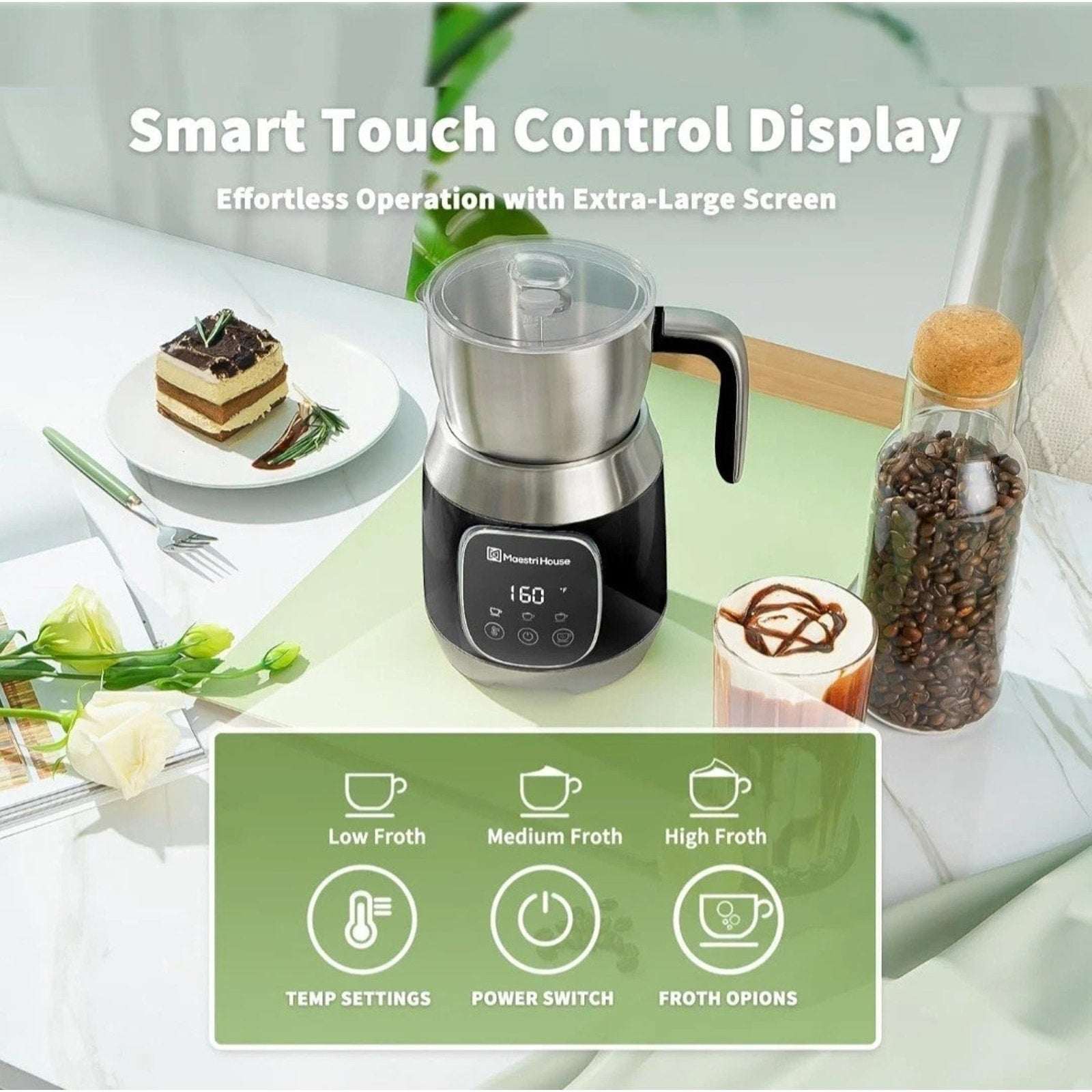 Maestri House DualFro 600 Milk Steamer Frother w Variable Temp & Froth Thickness