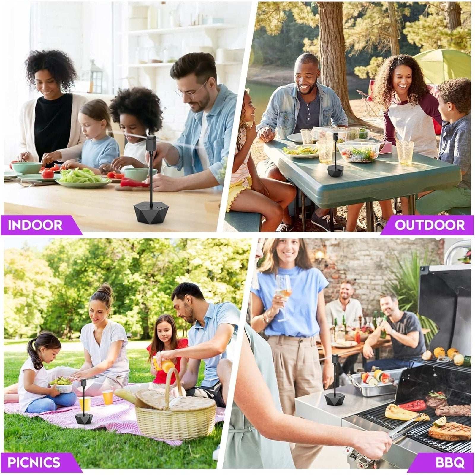 4x Portable Bug Insect Fly Repellent Fan Battery Powered Tabletop/Hanging Bendab