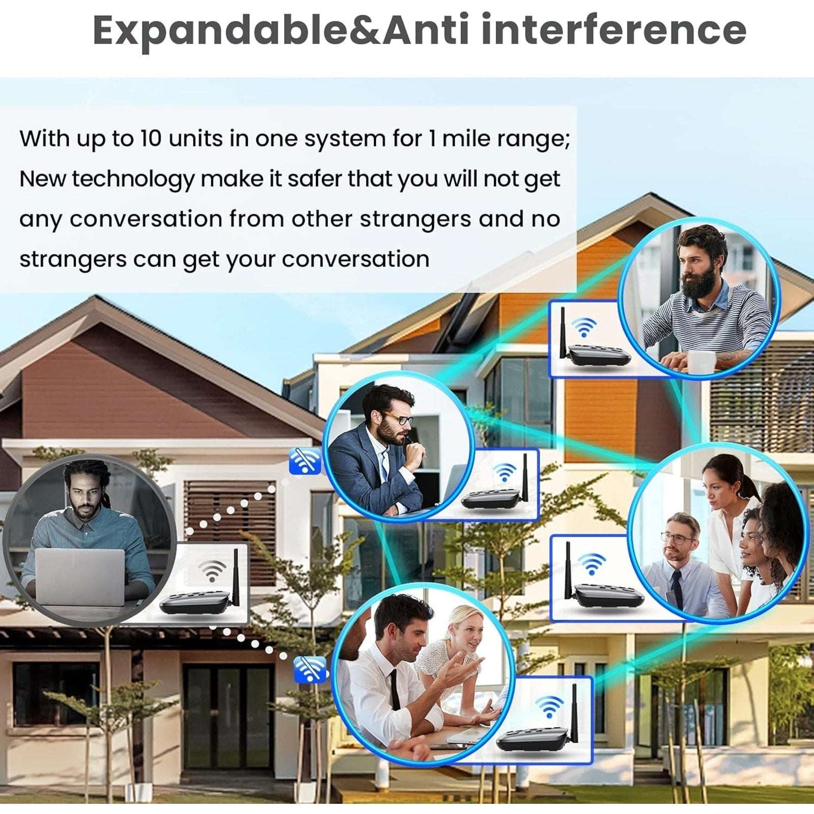 Wuloo S600-P2 Full Duplex Two Way Audio Wireless Intercom System 5280ft Range