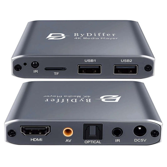 4K HD Digital Media Player TV MP4 Video Player USB Drive/Micro SD Card w/ Remote