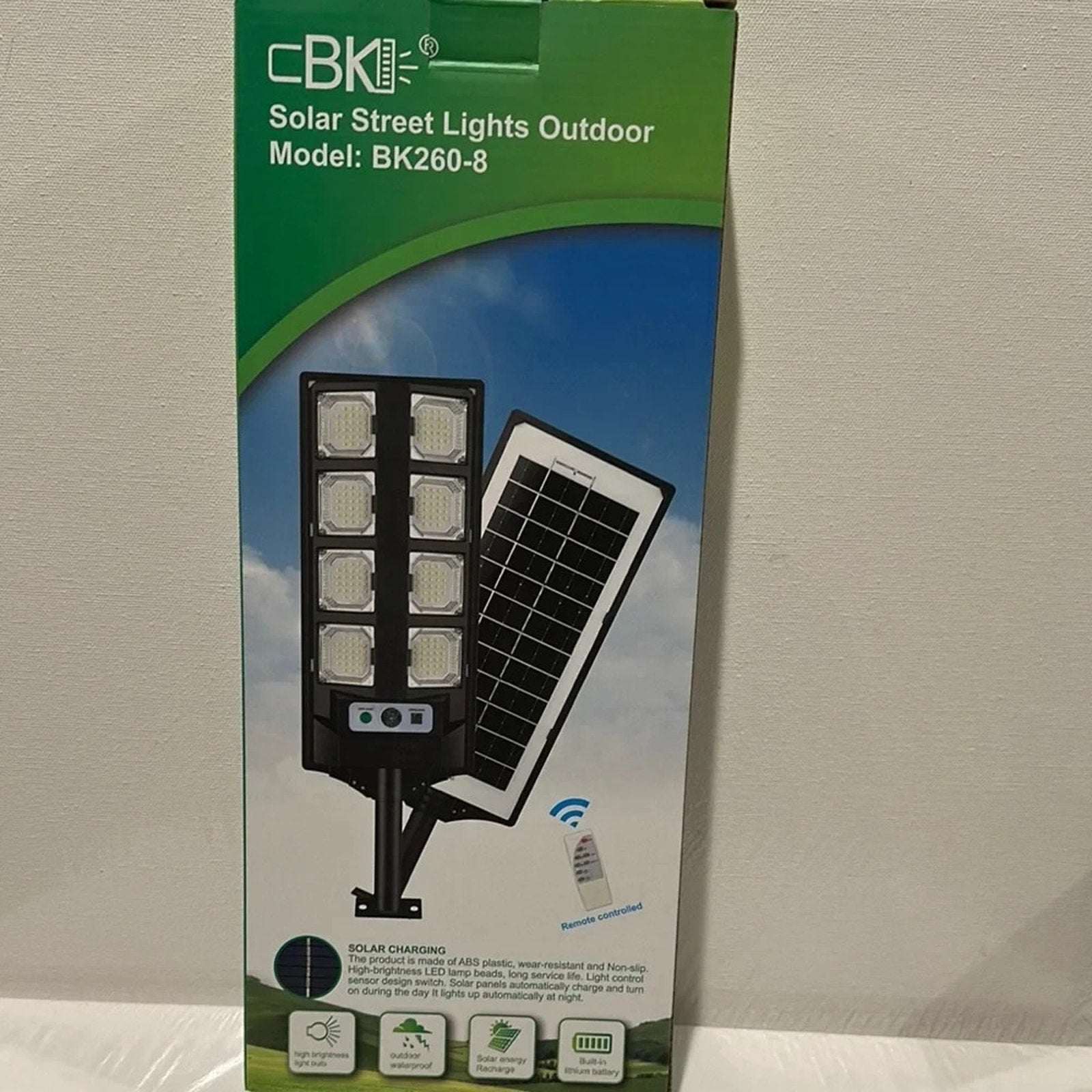 Outdoor Solar LED Street Flood Light Dusk To Dawn Remote Controlled & Waterproof
