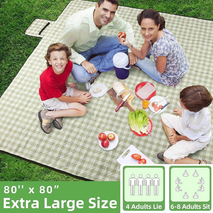 ZAZE XL Waterproof Beach Picnic Outdoor Blanket 80''x80'' 6-8 People Carry Strap
