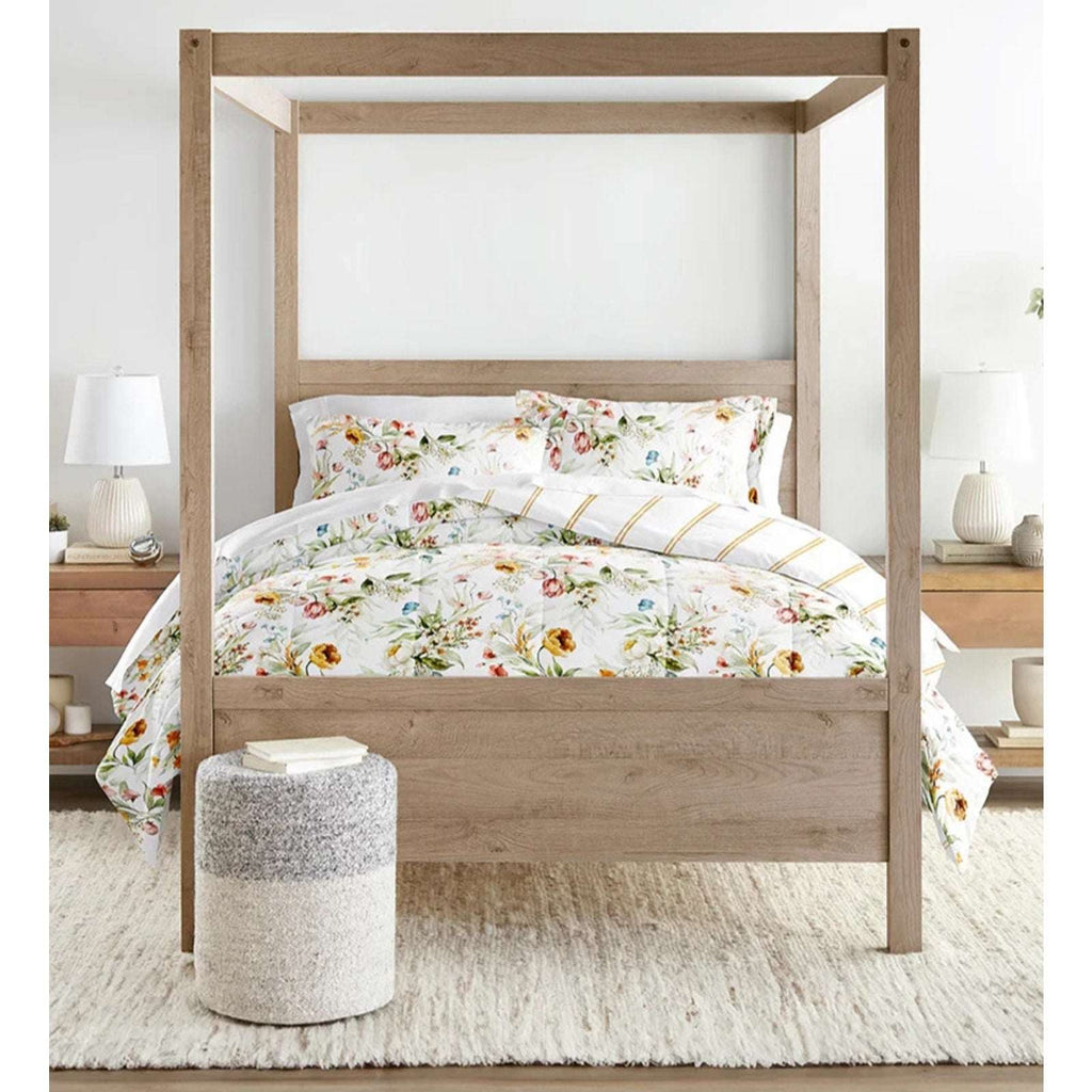 Chintz Floral Stripe Reversible All Season Down-Alternative Queen Comforter Set