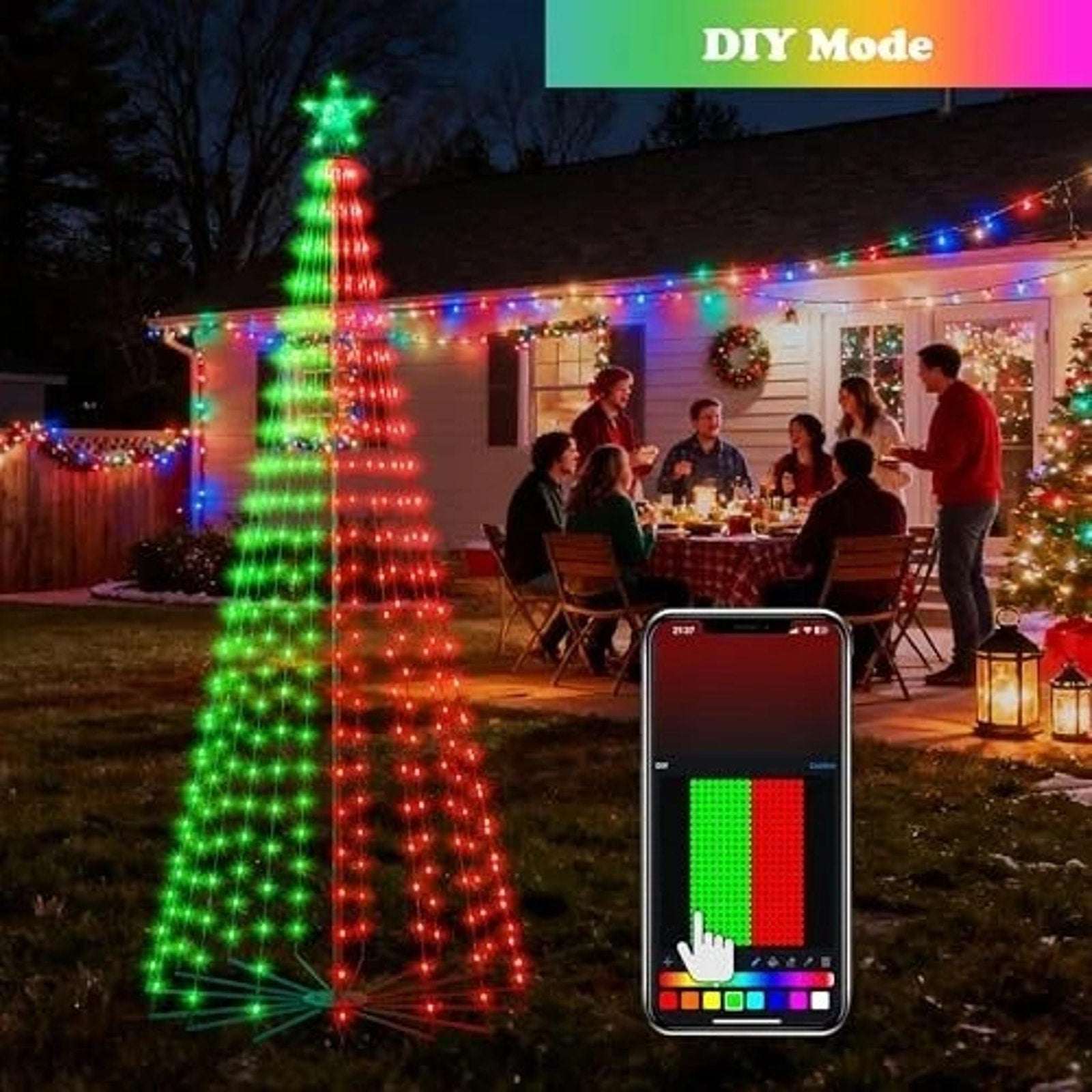 8' Smart 340 LED Christmas Tree App Control RGB Lighted Cone Music Sync DIY IP65
