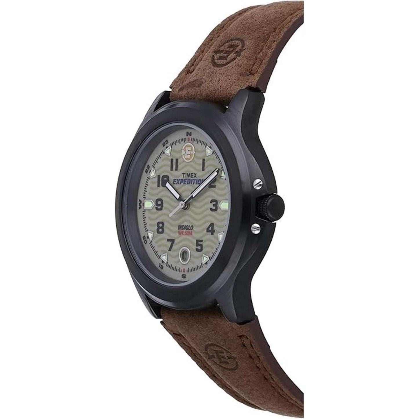 Timex T47012 Indiglo Expedition Metal Field Brown Leather Strap Watch WR50M 40MM