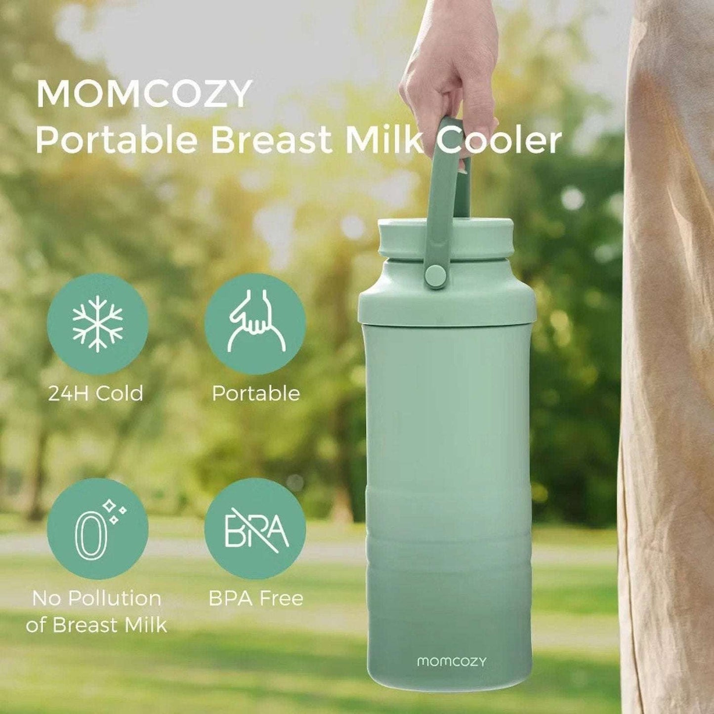 Momcozy 22oz Portable Breast Milk Cooler, 24H Travel Chiller with 2 Baby Bottles
