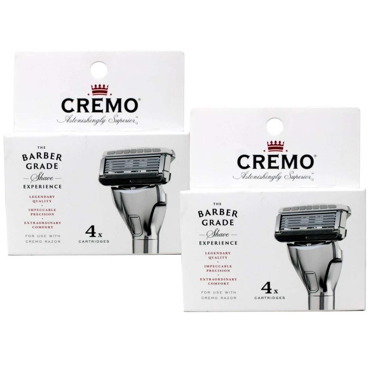 2-Pack of 4 Cremo 5-Blade Barber Grade Mens Razor Cartridge Refills (8 Total)