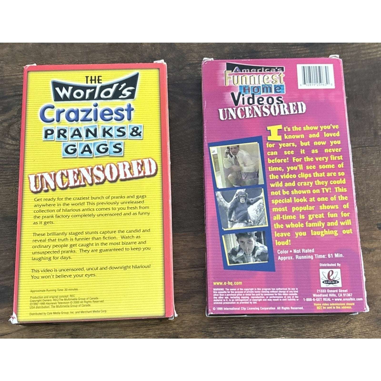 Uncensored VHS Americas Funniest Home Videos; World's Craziest Pranks Gags +