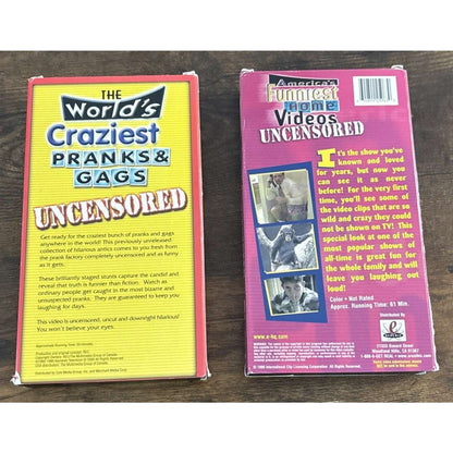 Uncensored VHS Americas Funniest Home Videos; World's Craziest Pranks Gags +