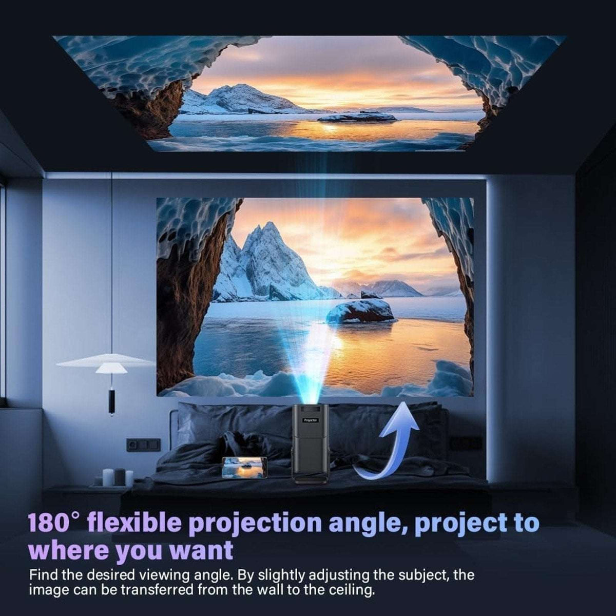AMX500 Portable Mini Projector WiFi & Bluetooth Android 11 1080P 4K Support