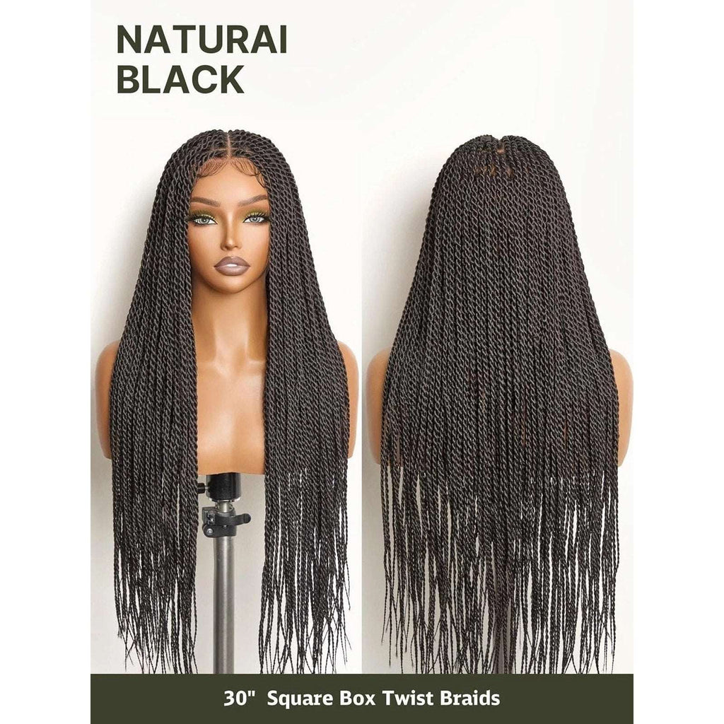 Full Lace Micro Twist Braided Knotless Wig Veralux 200% Density 30 inch Black