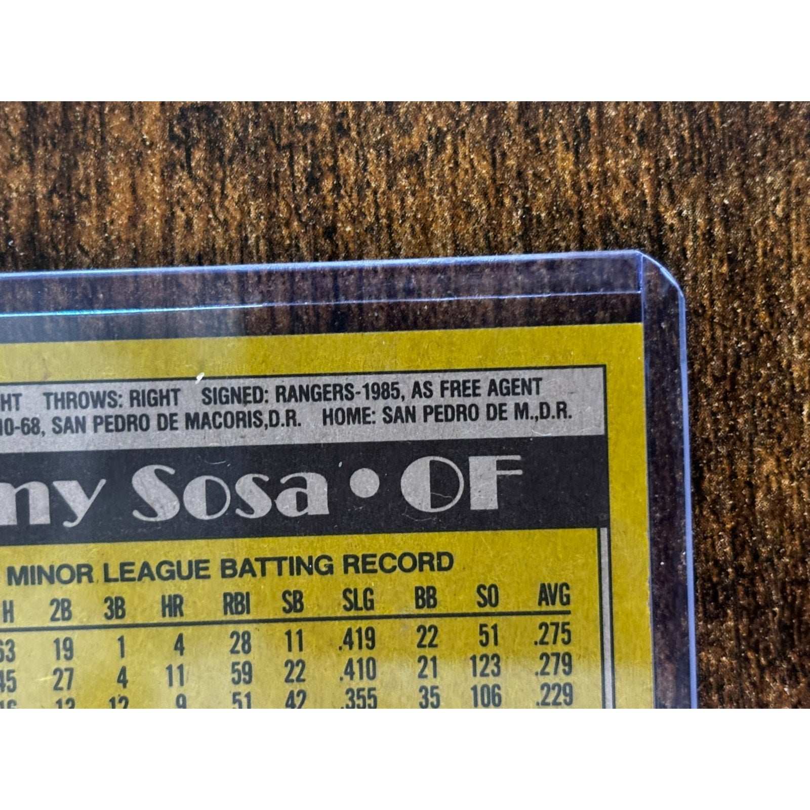 Sammy Sosa White Sox #692 Topps 1990 Rookie Card RC Error Card Misprint Birthday