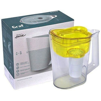 PERFECT ORGANICS GRAF Water Purifier Pitcher Complete w Filter Cartridge -Yellow