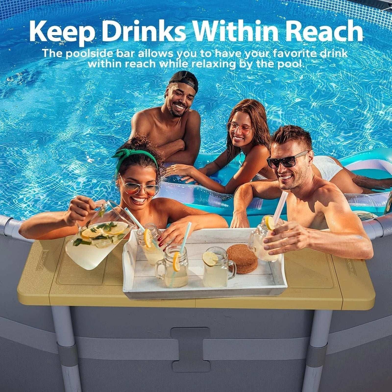 Poolside Bar, Swim Up Bar for Above-Ground Swimming Pools Patio Pool Side Table