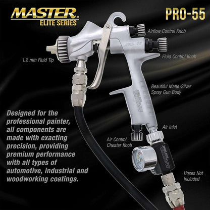 Master Elite PRO-55 HVLP Automotive Paint Pressure Feed Spray Gun 1.2mm Tip