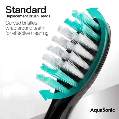 AquaSonic Replacement Brush Heads Normal & Sensitive Teeth 8 Pack Black Series+