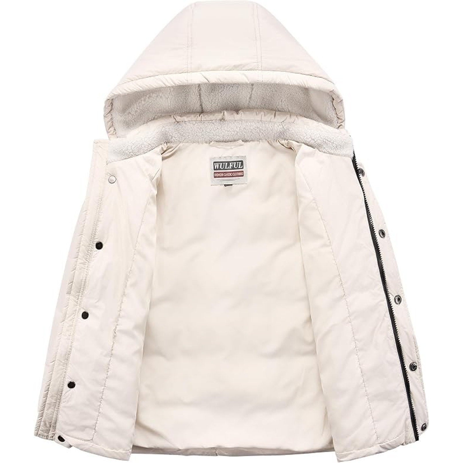 WULFUL Boy's Winter Coat Sherpa Lined Detachable Hat Down Puffer Jacket Sz 15/16