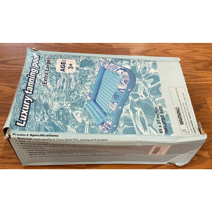 XL Inflatable Tanning Pool Lounger Float 85"X 57" 2 Adults 2 Cup Holders Pillow