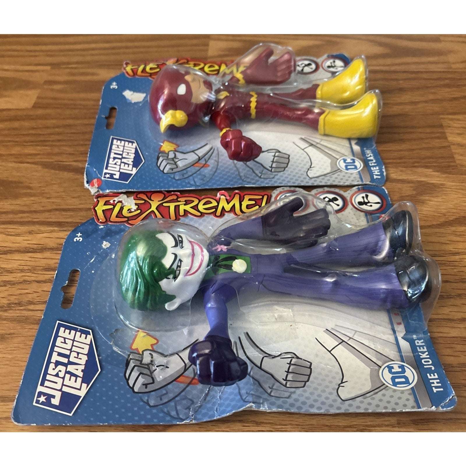 2PC JUSTICE LEAGUE FLEXTREME BENDABLE/POSABLE Joker & The Flash 7" FIGURE Lot