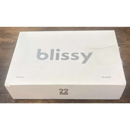 Blissy 100% Pure Mulberry Silk 22 MOMME White Pillow Case QUEEN Size