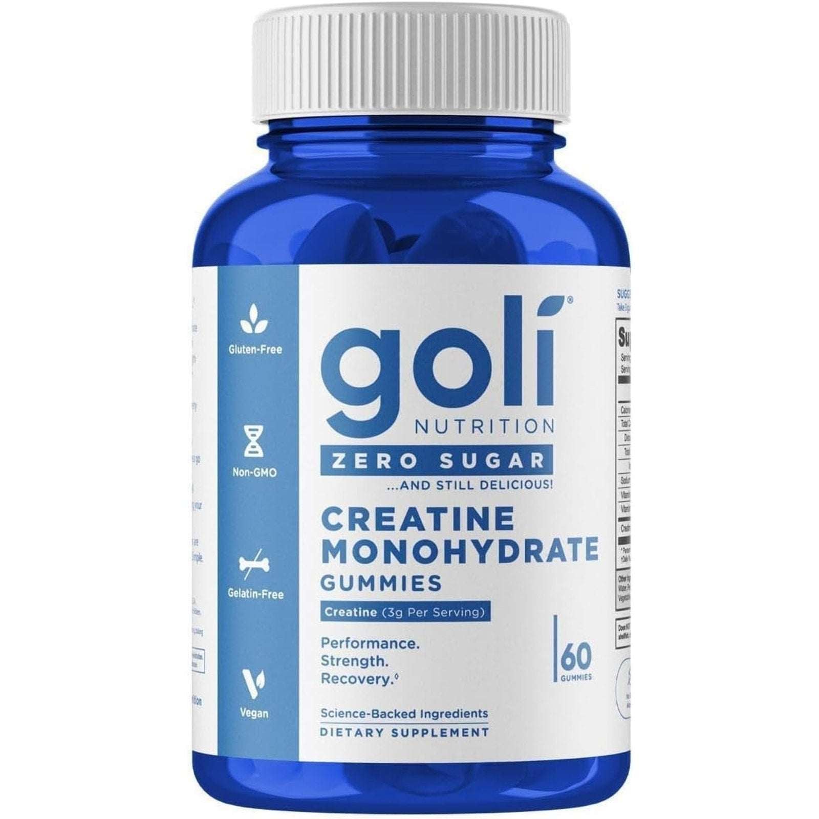 Goli Creatine Monohydrate Gummies 60 Count Zero Sugar Gluten-Free Exp 10/2027