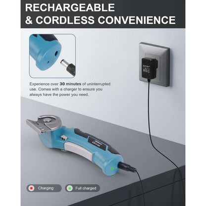 Cordless Electric Scissors 4V Rechargeable Rotary Cardboard Cutter, 2000mAh Bat
