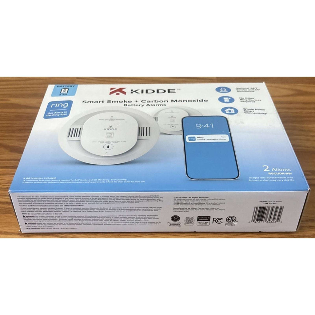 2x Kidde Smart Battery Smoke +Carbon Monoxide Detector RGCUDR-RW Voice, Ring APP