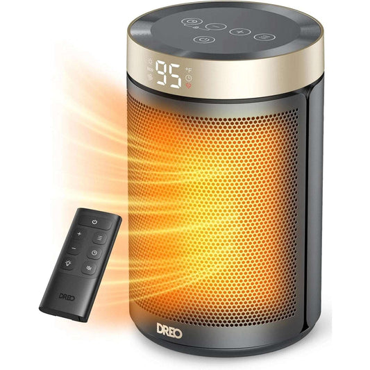 1500W DREO PTC Fan Space Heater with Thermostat & Remote Atom 316 DR-HSH006 Gold