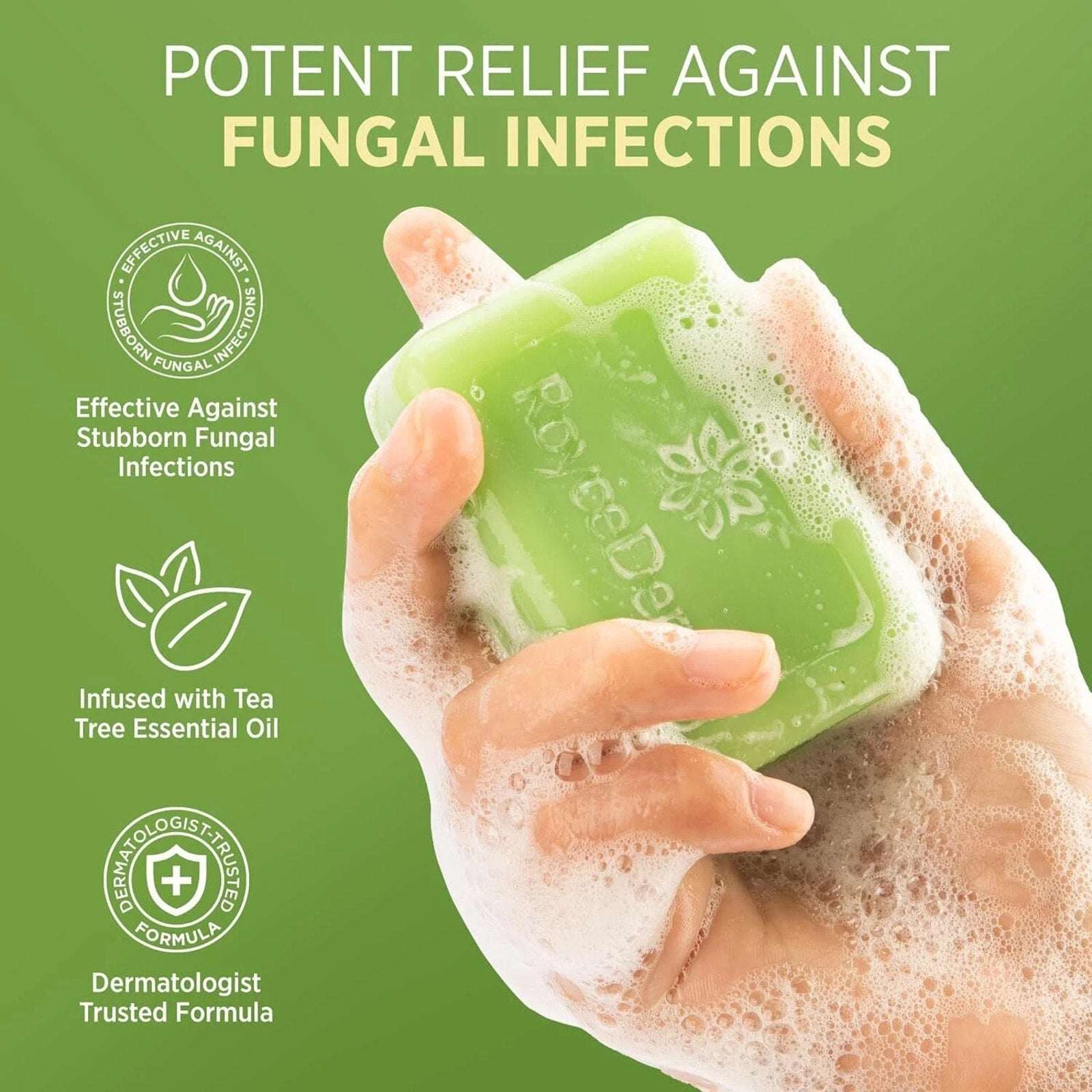 Roycederm Antifungal Antibacterial Treatment Tea Tree Soap 2 x 4.1 oz Soap Bars