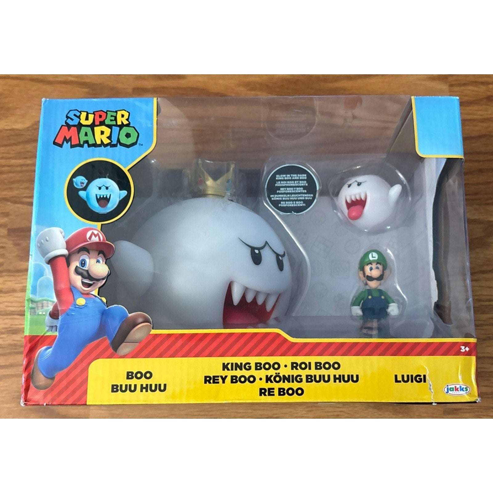 Super Mario Bros Boo, King Boo & Luigi Glow in Dark Set Jakks Pacific Nintendo