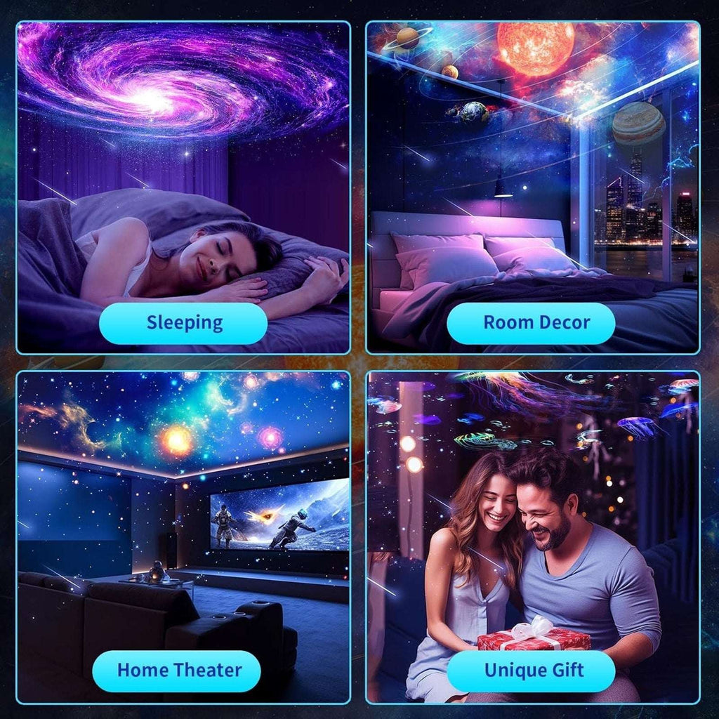 4K HD Galaxy Star Projector with 10 Slides, 360° Rotation, Timer & 8 LED Colors