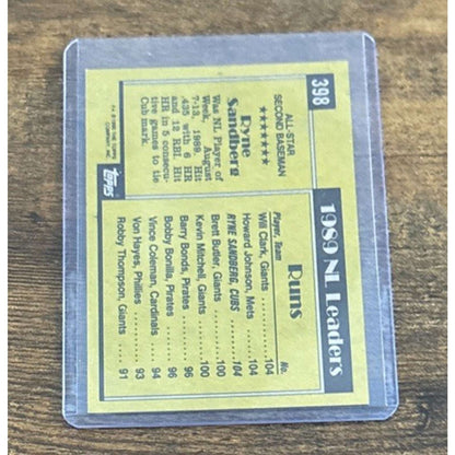 1990 Topps #398 Ryne Sandberg Baseball Card All-Star National League Pack Fresh