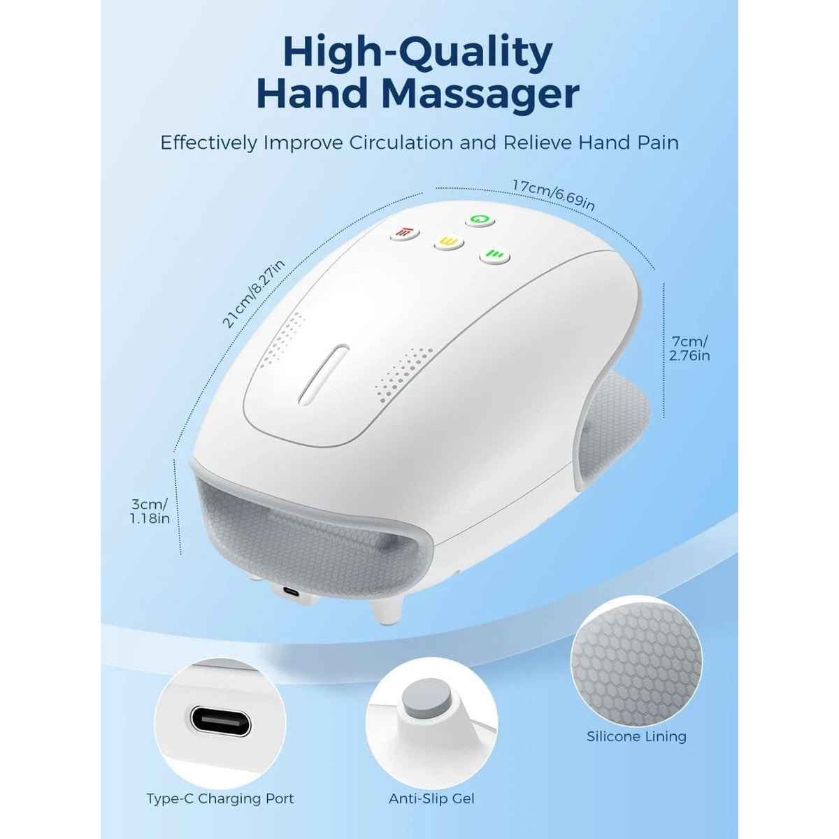 Cordless Smart Hand Massager Heat & Compression w/ Case Arthritis, Carpal Tunnel