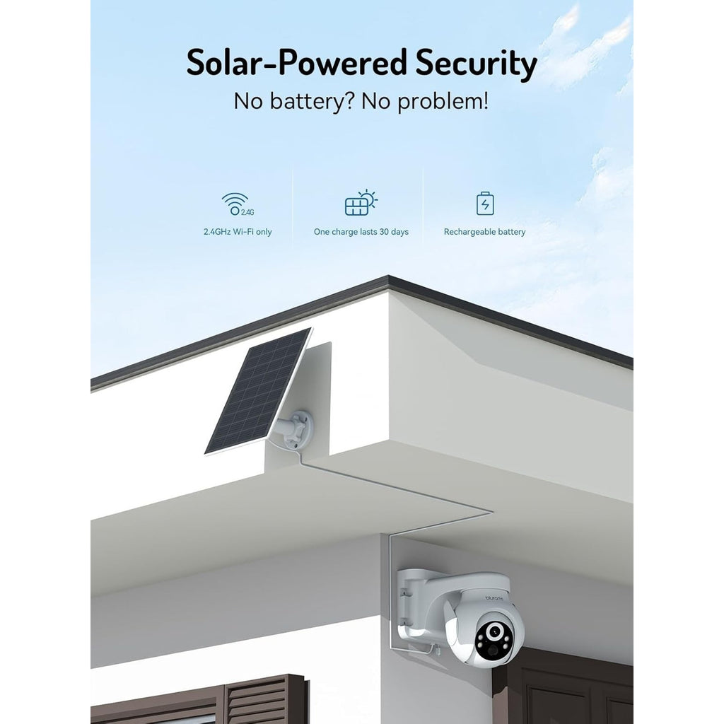 blurams 2K Solar Outdoor Wireless Camera 360° PTZ Security Cam Auto Track Color