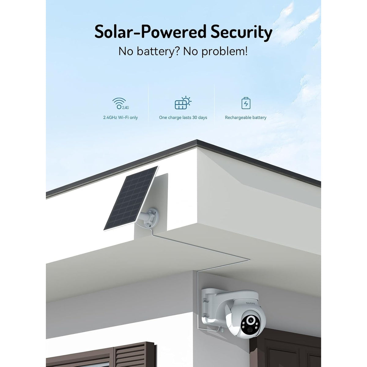 blurams 2K Solar Outdoor Wireless Camera 360° PTZ Security Cam Auto Track Color