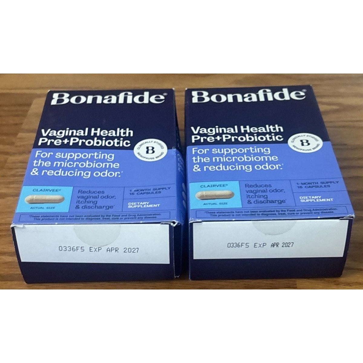 Bonafide Clairvee Vaginal Health Pre+Probiotic 2 Pack - 15 Ct Each(2 Mth Supply)