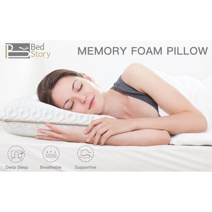 BedStory Memory Gel Foam Pillow Medium Firm Queen Size Orthopedic for Neck Pain