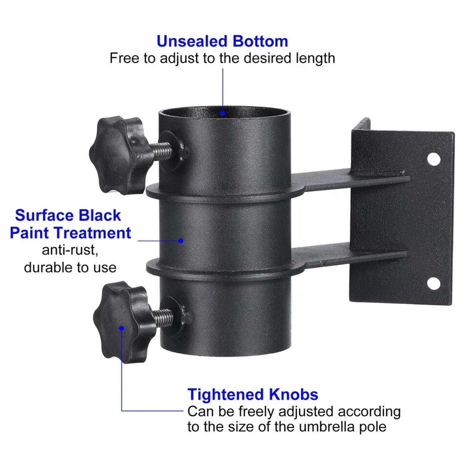 2Pc Steel Patio Umbrella Holder Corner Deck Mount Outdoor Umbrella Clamp Bracket