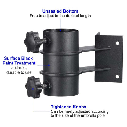 2Pc Steel Patio Umbrella Holder Corner Deck Mount Outdoor Umbrella Clamp Bracket