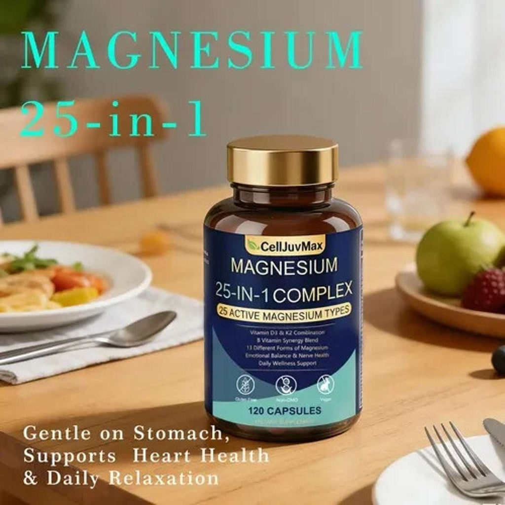 CellJuvMax Magnesium 25 in 1 Complex - 120 Capsules Energy Mood Muscle Support