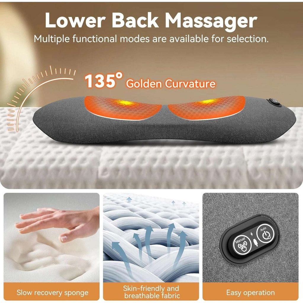 Smooth Triple Fusion 3in1 Back Massager Lumbar Pillow with Heat & Vibration NEW