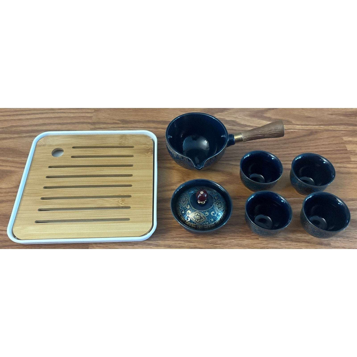 Porcelain Chinese Gongfu Tea Set Portable Teapot Set w/ 360° Rotation & Infuser