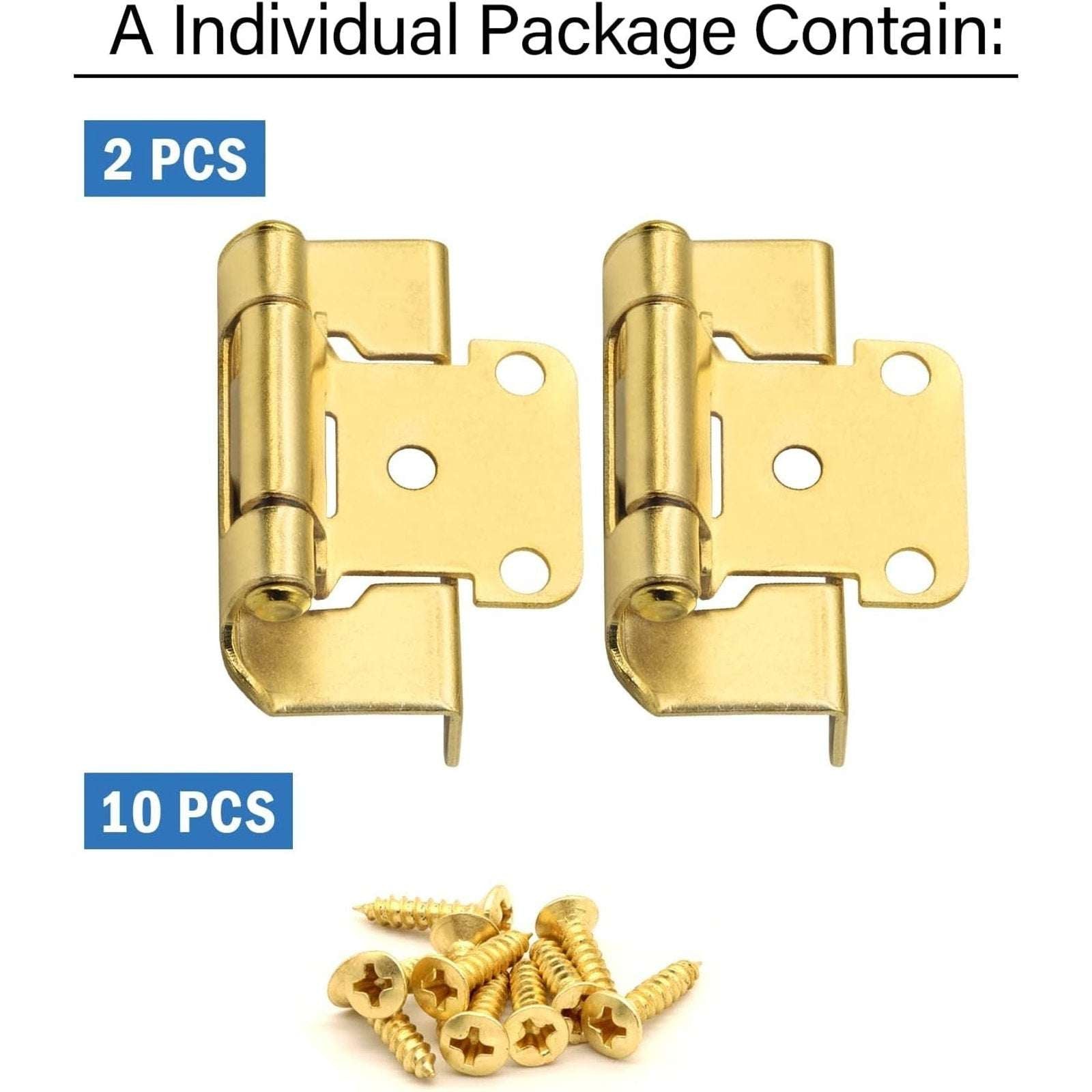 Donanim 1/2 Overlay Semi Wrap Self Closing Cabinet Hinges Brass Gold 28 Pair/56
