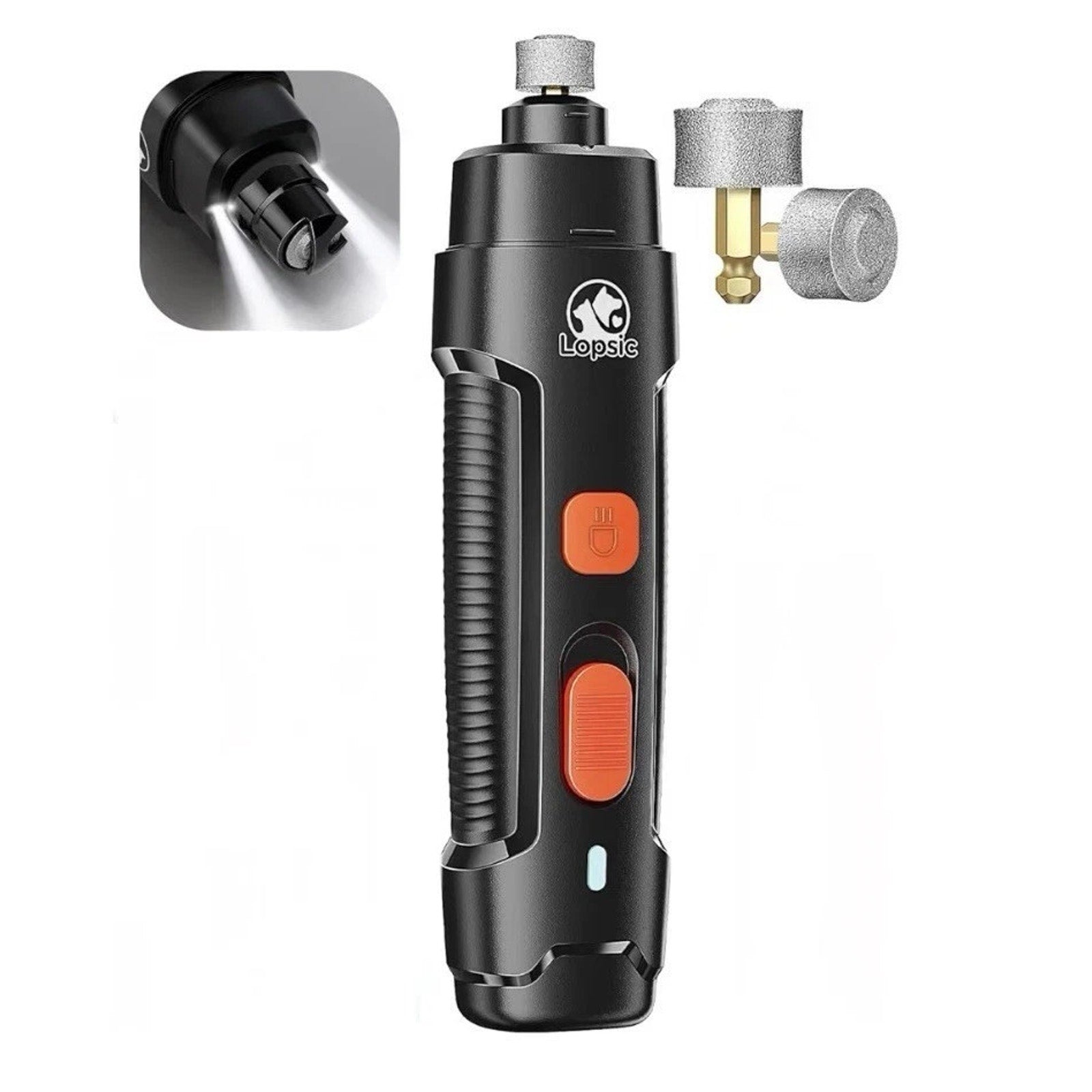 Lopsic Dog Nail Grinder Professional Electric w/ Lights Rechargeable Pet Trimmer