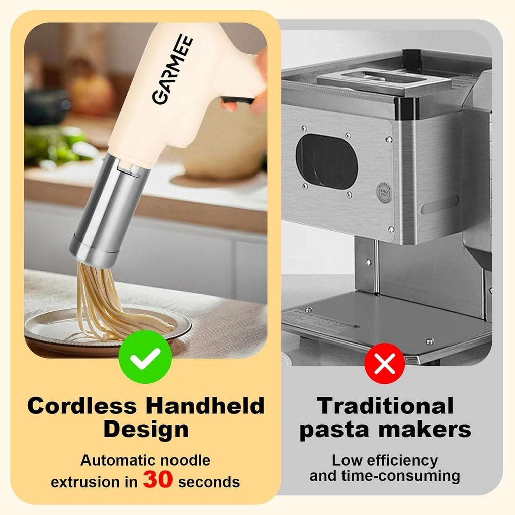 Garmee Electric Pasta Maker Machine Noodle Maker Automatic Cordless Rechargeable