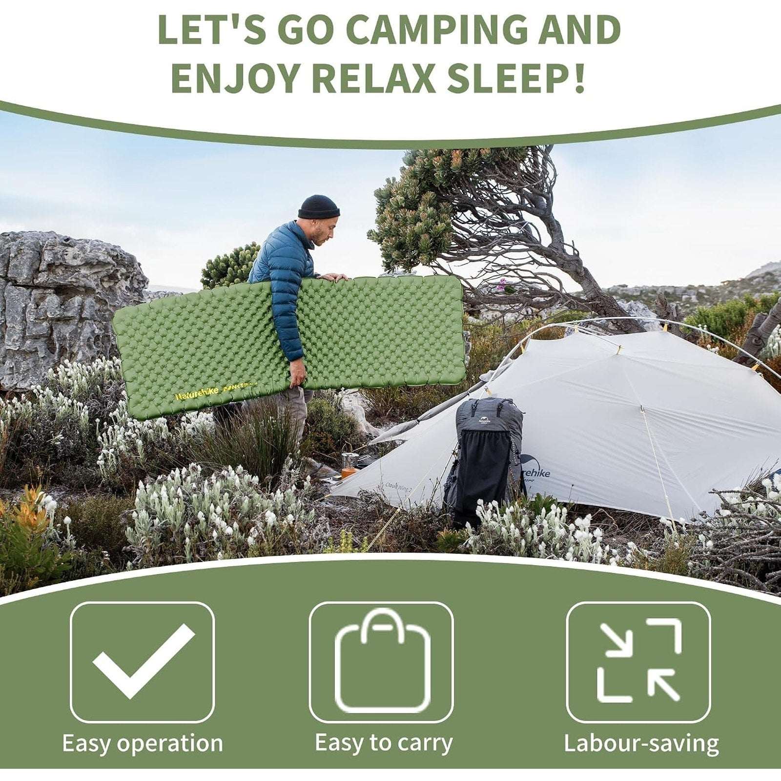 Naturehike 4.6R Ultralight Insulated Inflatable Sleeping Pad Mat w/ Air Pump Bag